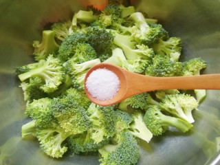Blanch in boiling water with a little salt and oil until bright green.